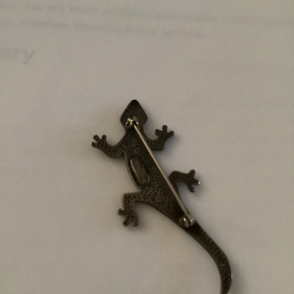 Signed Carolyn Pollack Sterling Silver Lizard Brooch Stone Inlay - Picture 4 of 5